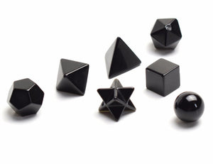 Sacred Geometry Black Agate Stones